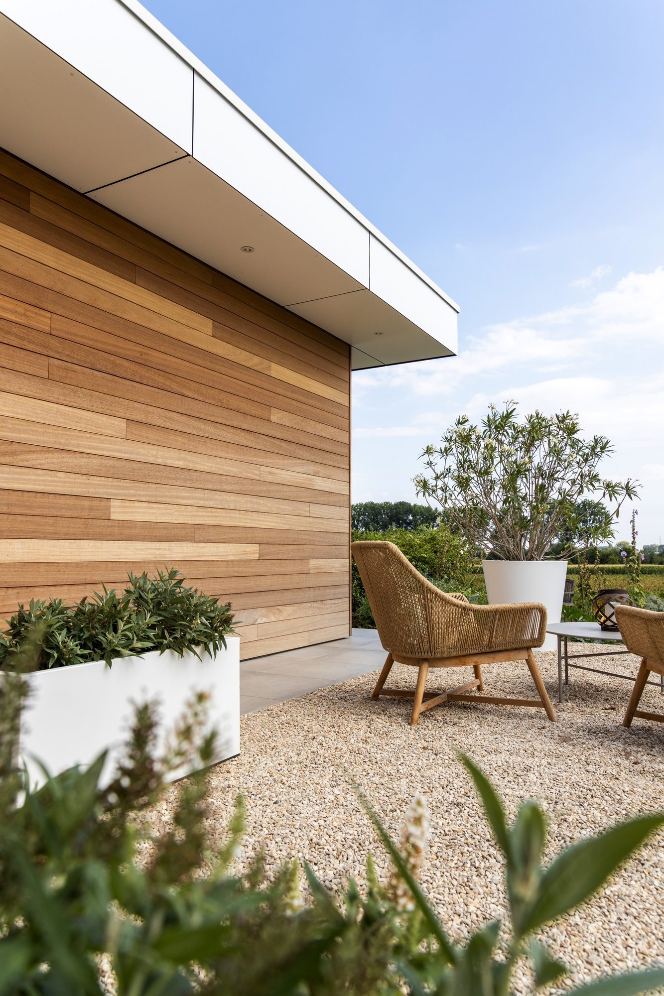 Zone de stockage moderne en bois iroko