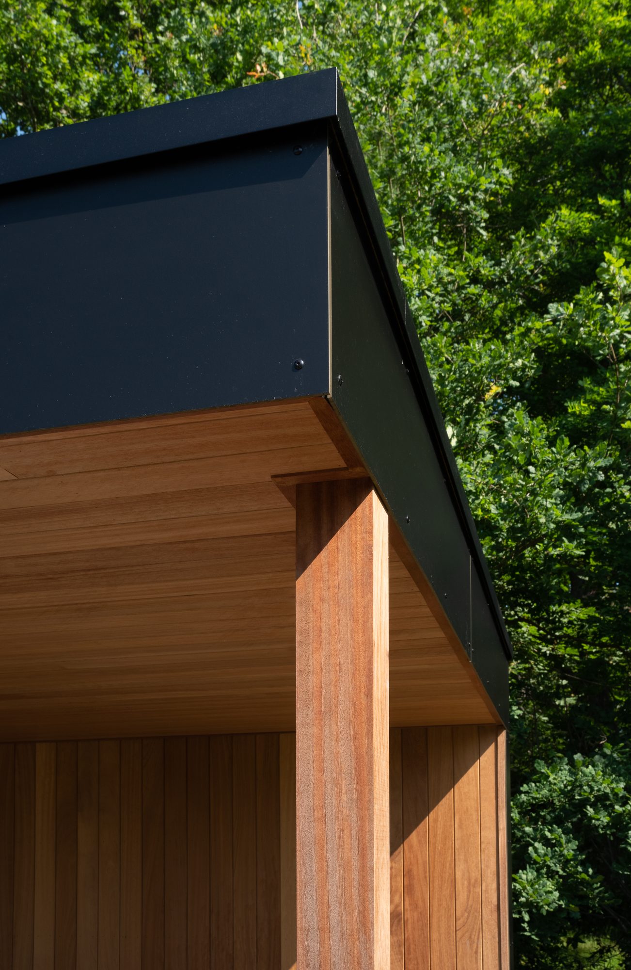 Dakomlijsting Poolhouse met gevezen Trespa panelen