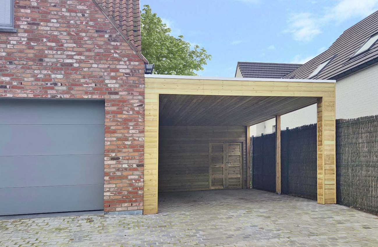Carport en bois adossé