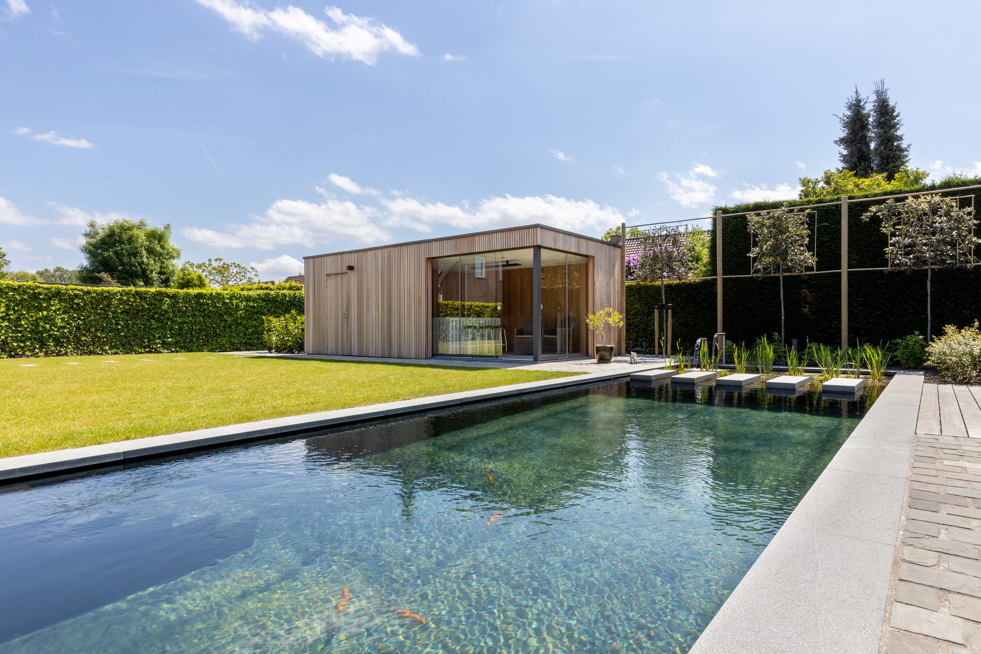 abri de piscine en bois