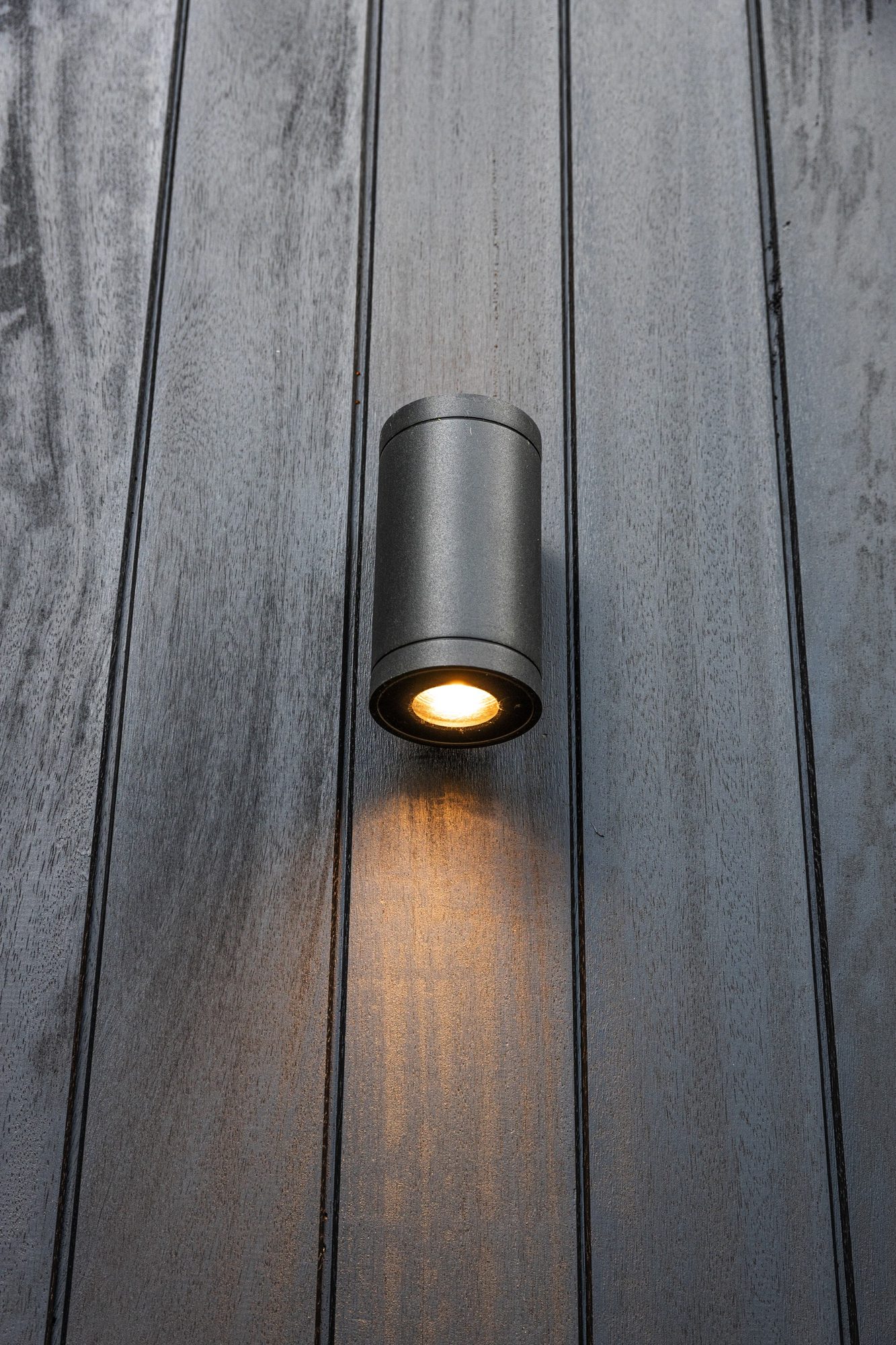 Spot noir sur pool house en bois noir