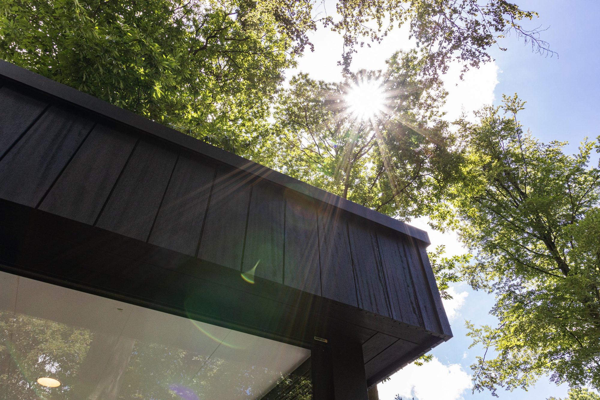 Bandeau de toiture pool house en bois noir
