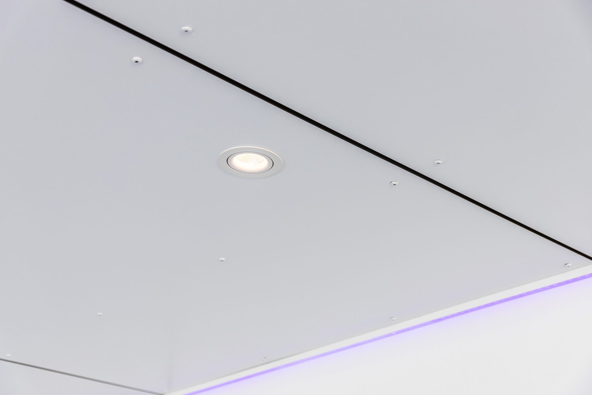 Plafond Trespa met ingebouwde spot