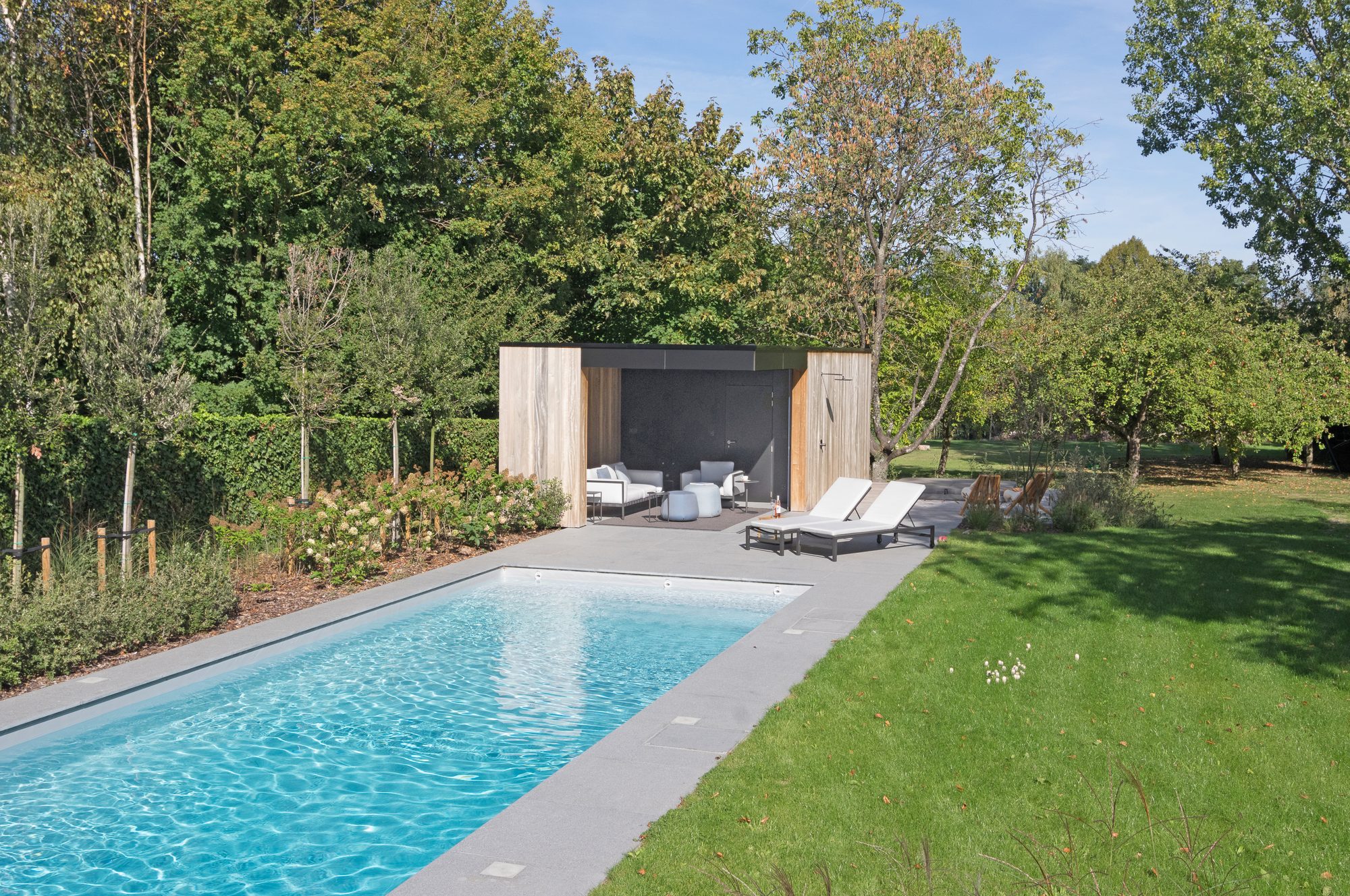 Pool house en bois padouk