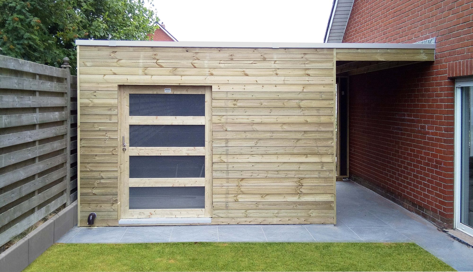 Abri de jardin adossé en bois pin