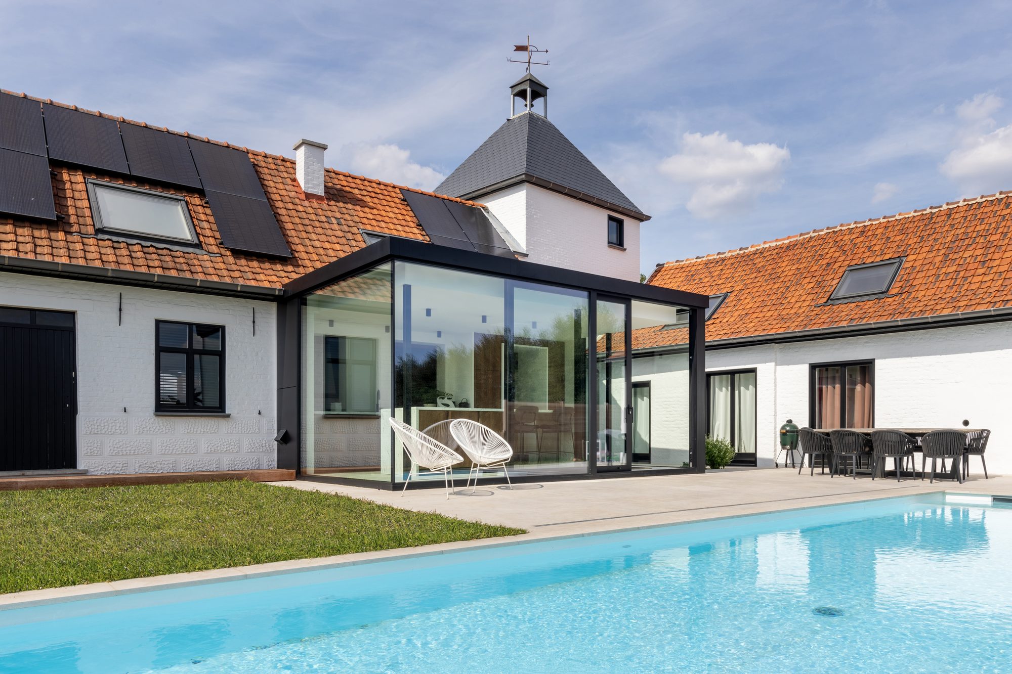 Atrium moderne uitbouw woonuitbreiding