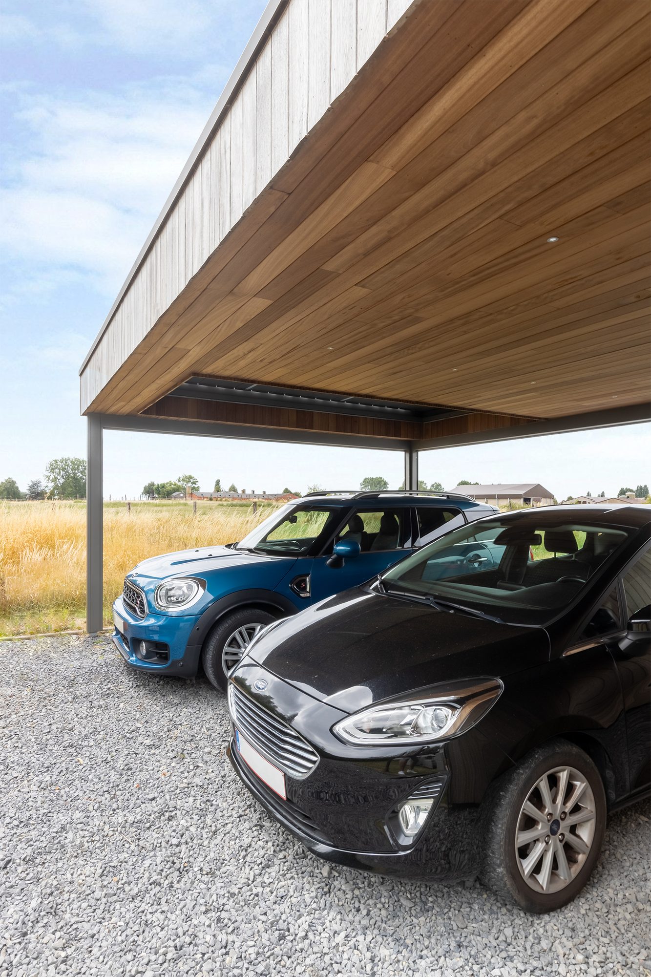 Carport pour 2 voitures avec sous-toiture en bois