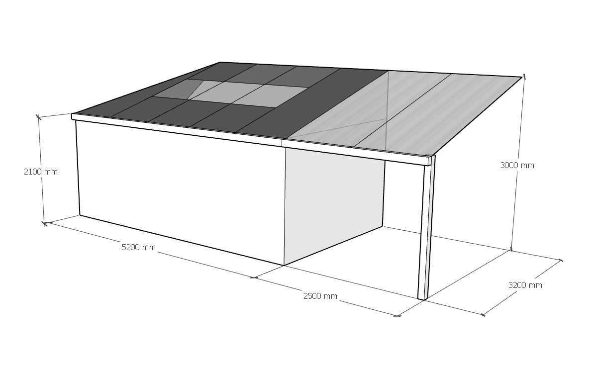 Dessin technique véranda avec pergola