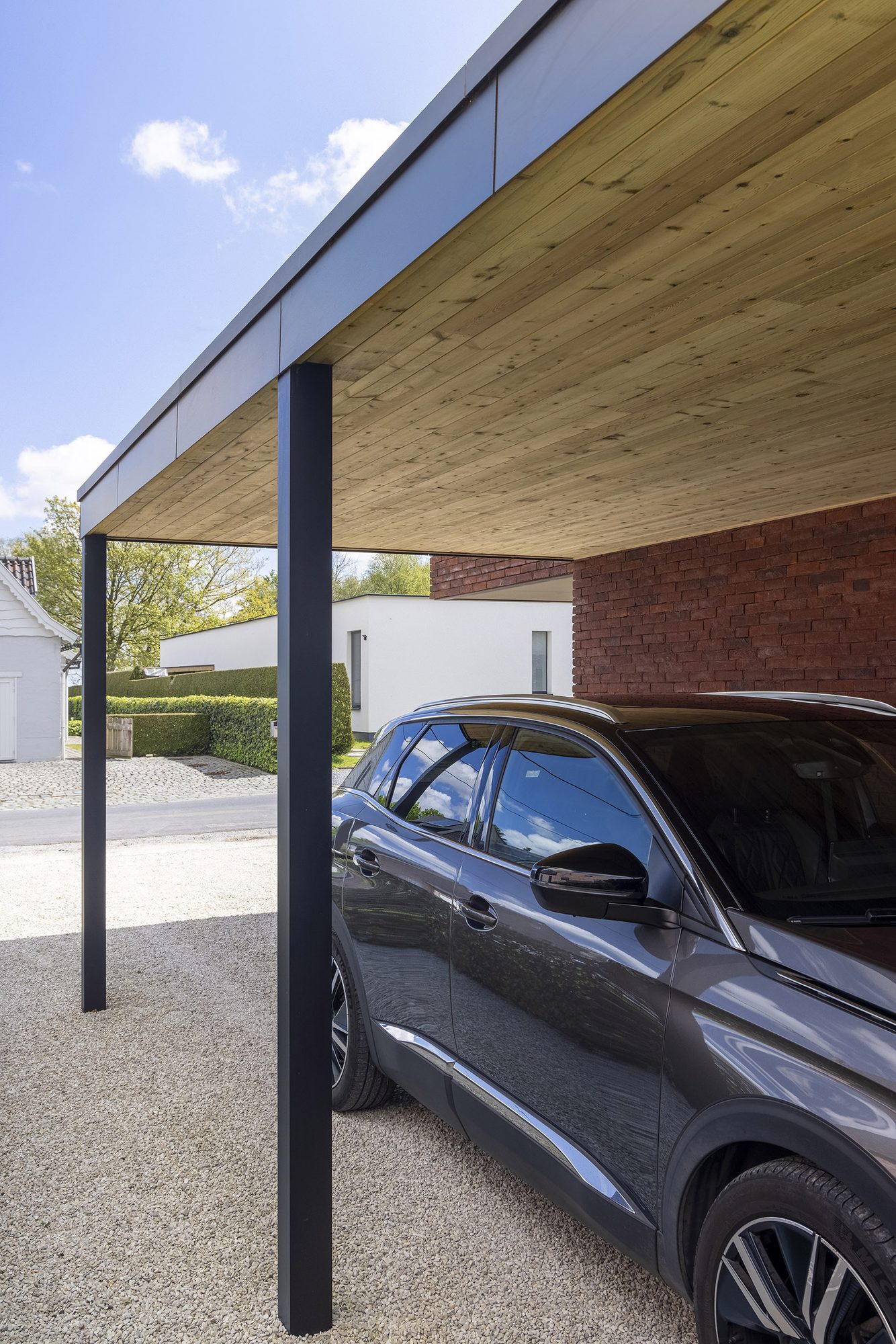 Carport adossé avec poteaux de soutien en aluminium